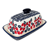 Butter Dish, American, 4" x 7.5" in "Fresh Strawberries" by Manufaktura | M074U-AS70