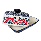 Butter Dish, American, 4" x 7.5" in "Fresh Strawberries" by Manufaktura | M074U-AS70
