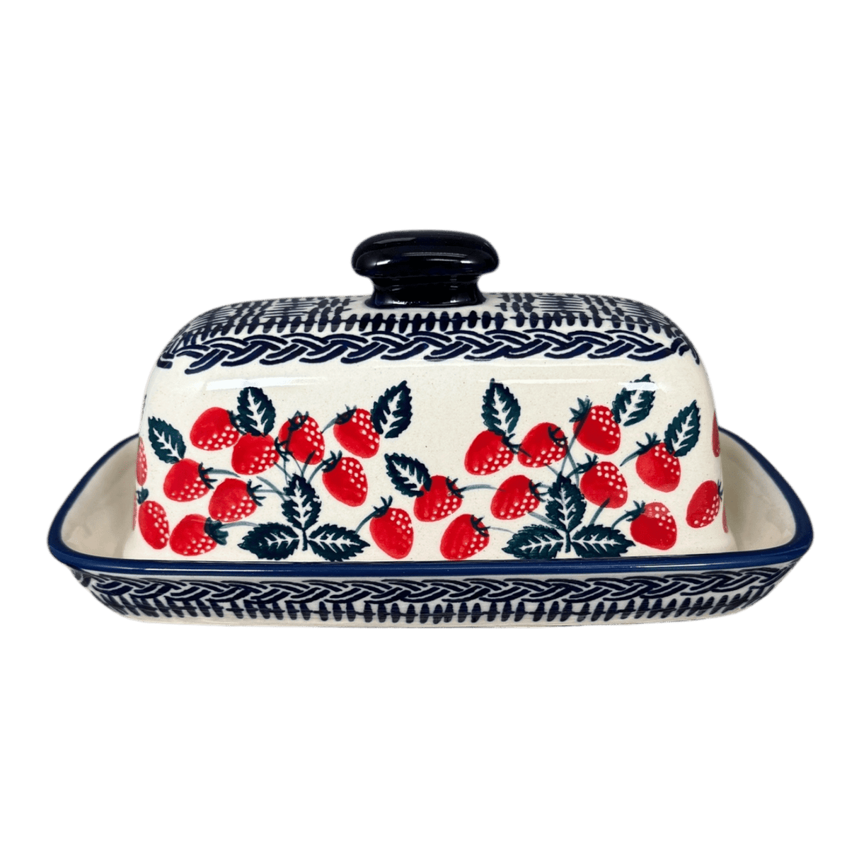 Butter Dish, American, 4" x 7.5" in "Fresh Strawberries" by Manufaktura | M074U-AS70