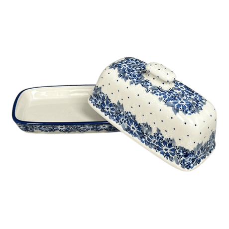 Butter Dish, American, 4" x 7.5" in "Winter Hibiscus" by Manufaktura | M074U-JZ42
