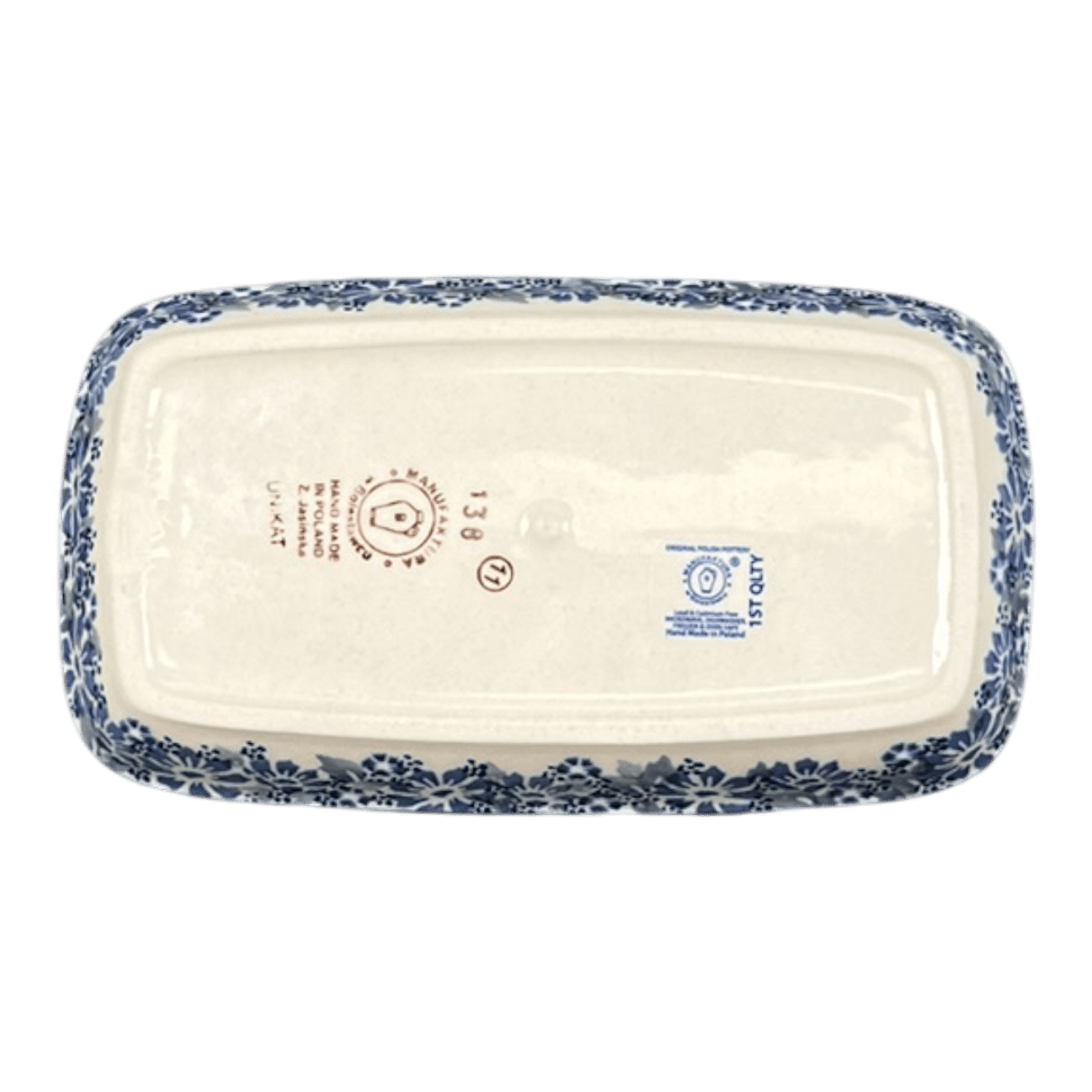 Butter Dish, American, 4" x 7.5" in "Winter Hibiscus" by Manufaktura | M074U-JZ42