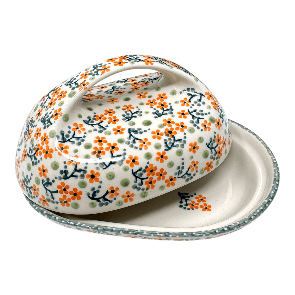 Butter Dish, Fancy, 5" x 7" in "Peach Blossoms" by Manufaktura | M077S-AS46