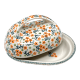 Butter Dish, Fancy, 5" x 7" in "Peach Blossoms" by Manufaktura | M077S-AS46