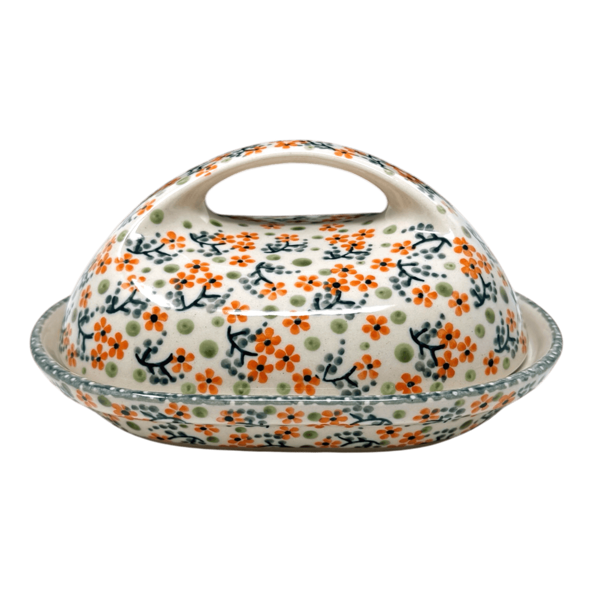 Butter Dish, Fancy, 5" x 7" in "Peach Blossoms" by Manufaktura | M077S-AS46