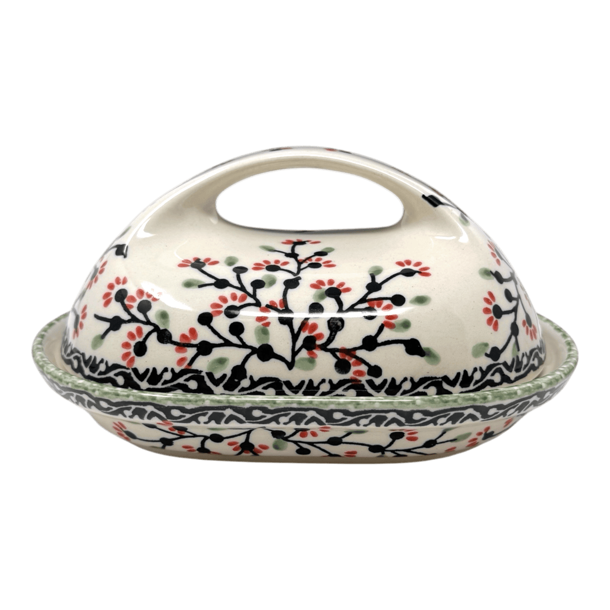 Butter Dish, Fancy, 5" x 7" in "Cherry Blossoms" by Manufaktura | M077S-DPGJ