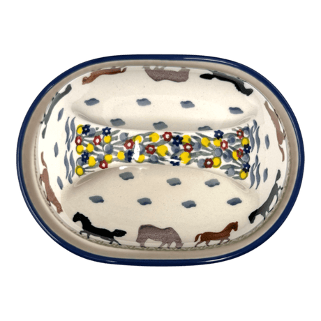 Butter Dish, Fancy, 5" x 7" in "Wild Horses" by Manufaktura | M077S-INK1
