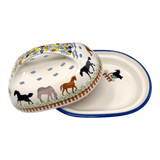 Butter Dish, Fancy, 5" x 7" in "Wild Horses" by Manufaktura | M077S-INK1