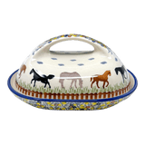 Butter Dish, Fancy, 5" x 7" in "Wild Horses" by Manufaktura | M077S-INK1