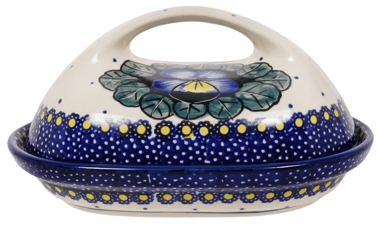 Butter Dish, Fancy, 5" x 7" in "Pansies" by Manufaktura | M077S-JZB