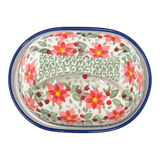 Butter Dish, Fancy, 5" x 7" in "Pink Poinsettia" by Manufaktura | M077S-PS14