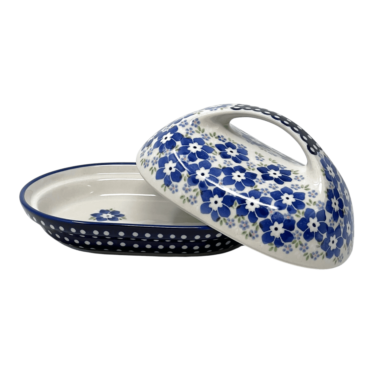 Butter Dish, Fancy, 5" x 7" in "Forget Me Not Bouquet" by Manufaktura | M077S-PS28