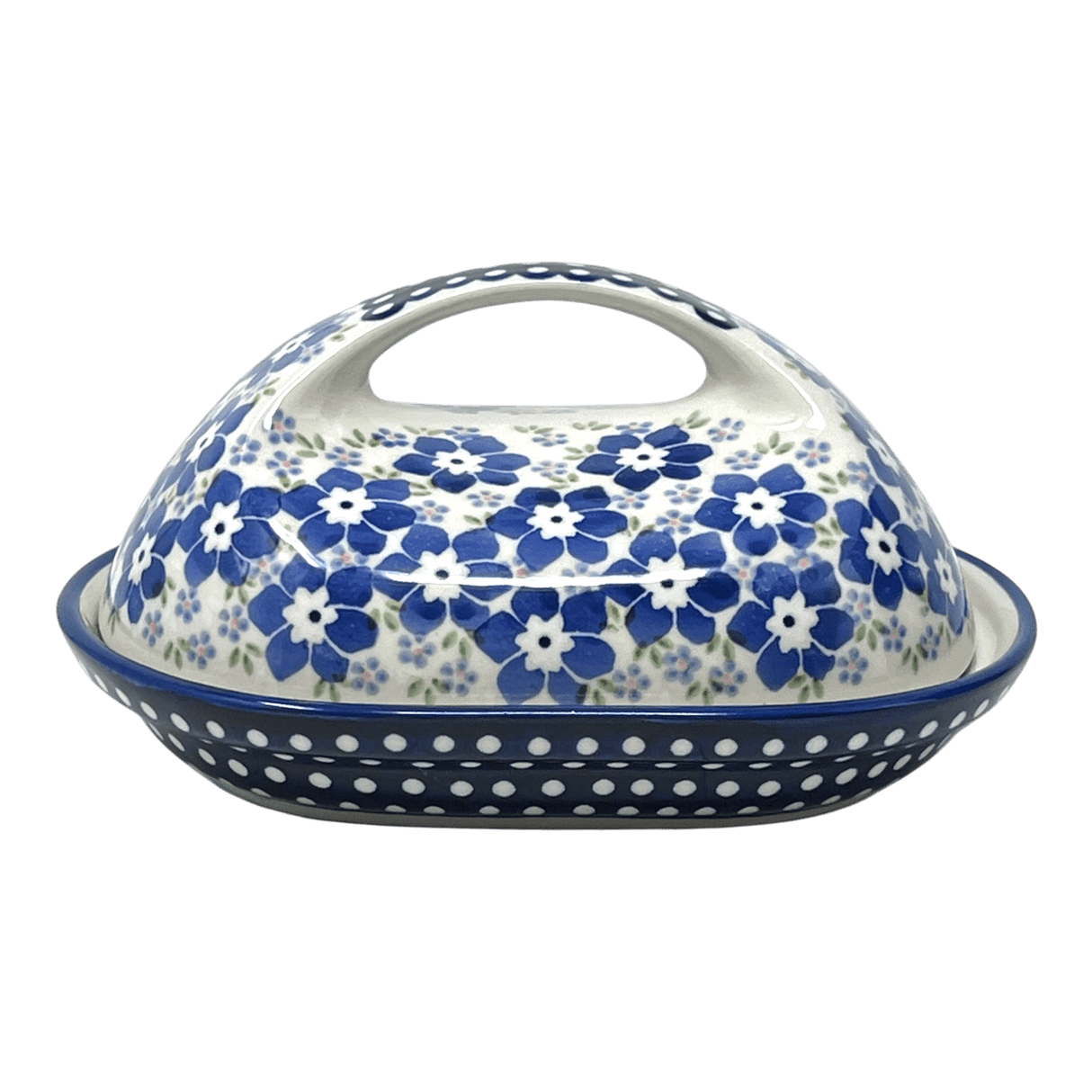 Butter Dish, Fancy, 5" x 7" in "Forget Me Not Bouquet" by Manufaktura | M077S-PS28