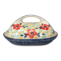 A picture of a Polish Pottery Fancy Butter Dish (Brilliant Wreath) | M077S-WK78 as shown at PolishPotteryOutlet.com/products/fancy-butter-dish-brilliant-wreath-m077s-wk78