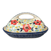 A picture of a Polish Pottery Butter Dish, Fancy, 5" x 7" in "Brilliant Wreath" by Manufaktura | M077S-WK78 as shown at PolishPotteryOutlet.com/products/fancy-butter-dish-brilliant-wreath-m077s-wk78