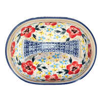 A picture of a Polish Pottery Fancy Butter Dish (Brilliant Wreath) | M077S-WK78 as shown at PolishPotteryOutlet.com/products/fancy-butter-dish-brilliant-wreath-m077s-wk78