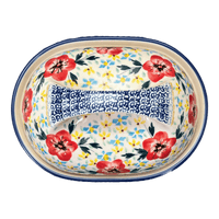 A picture of a Polish Pottery Butter Dish, Fancy, 5" x 7" in "Brilliant Wreath" by Manufaktura | M077S-WK78 as shown at PolishPotteryOutlet.com/products/fancy-butter-dish-brilliant-wreath-m077s-wk78