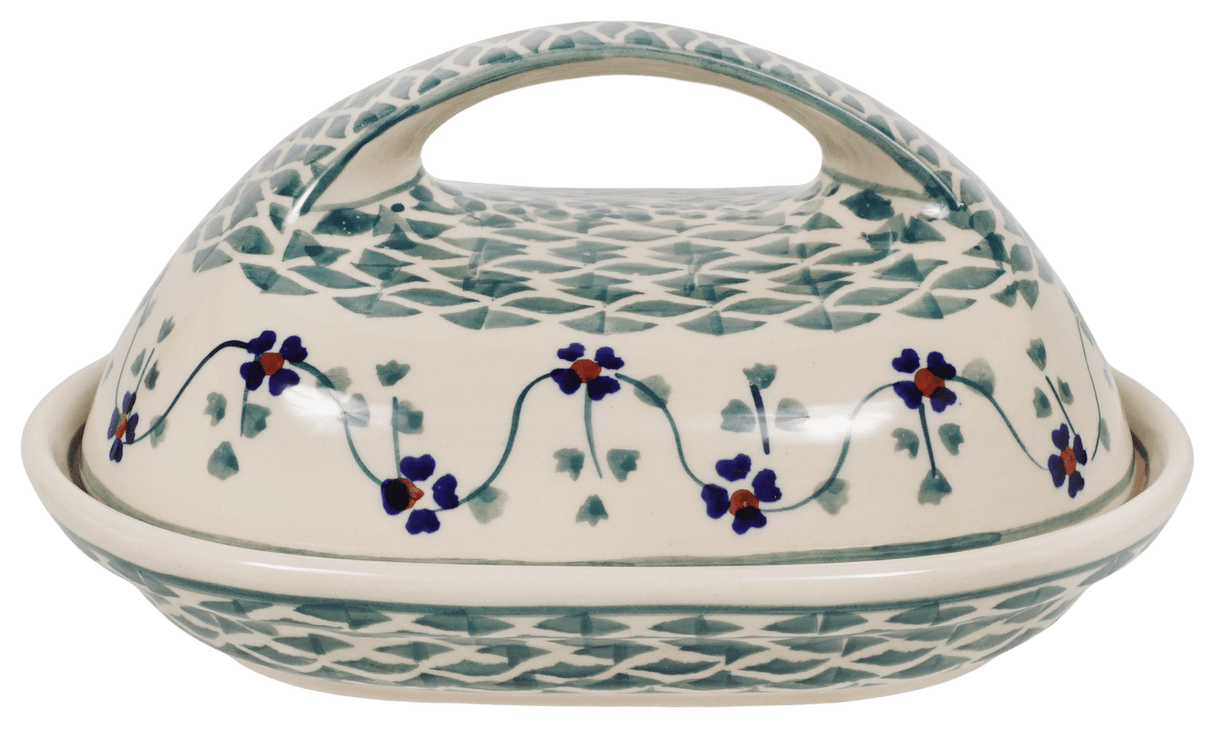 Butter Dish, Fancy, 5" x 7" in "Woven Pansies" by Manufaktura | M077T-RV