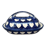 Butter Dish, Fancy, 5" x 7" in "Sea of Hearts" by Manufaktura | M077T-SEA