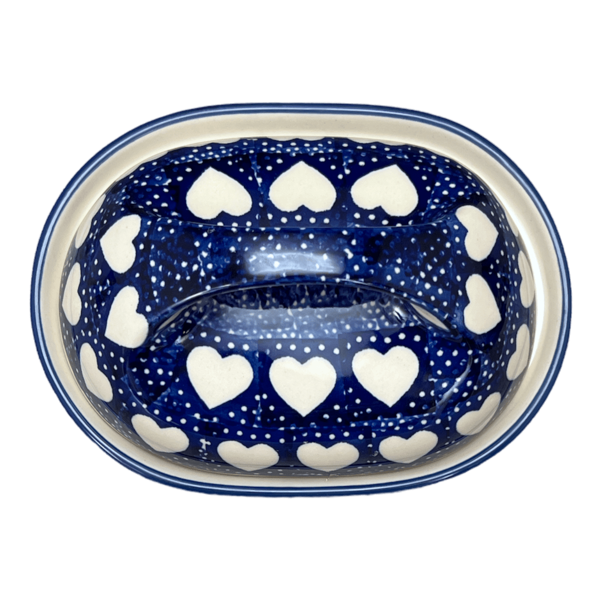 Butter Dish, Fancy, 5" x 7" in "Sea of Hearts" by Manufaktura | M077T-SEA