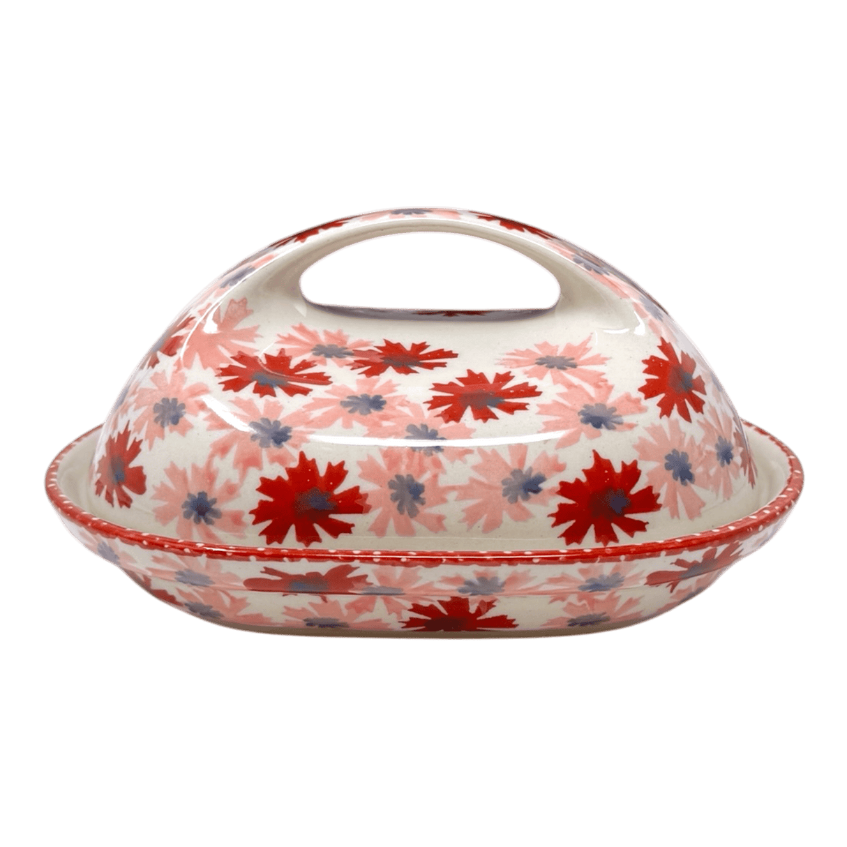 Butter Dish, Fancy, 5" x 7" in "Scarlet Daisy" by Manufaktura | M077U-AS73