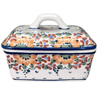 A picture of a Polish Pottery Butter Box (Autumn Harvest) | M078S-LB as shown at PolishPotteryOutlet.com/products/butter-box-autumn-harvest-m078s-lb