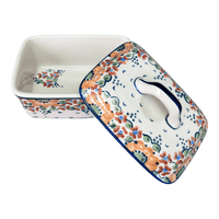 A picture of a Polish Pottery Butter Box (Autumn Harvest) | M078S-LB as shown at PolishPotteryOutlet.com/products/butter-box-autumn-harvest-m078s-lb