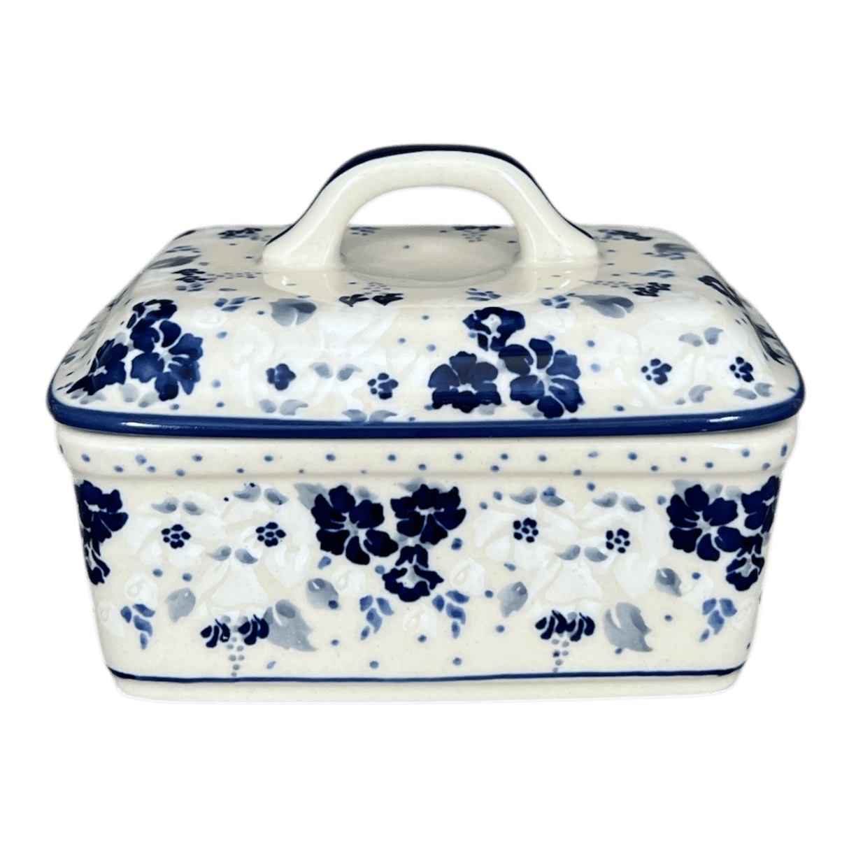 Butter Box, 5.75" x 4.25" in "Blue & White Trumpet Vines" by Manufaktura | M078U-JZ43