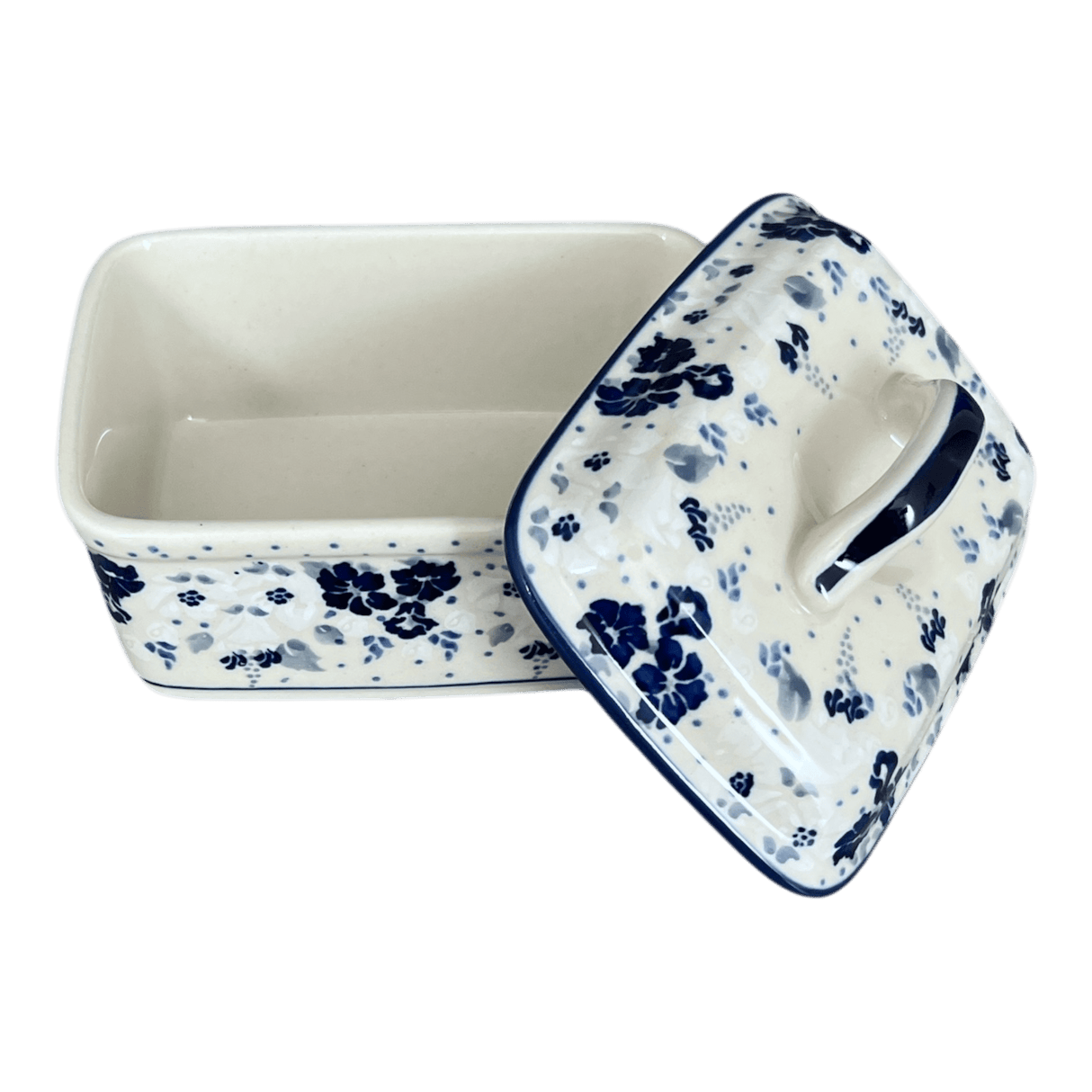 Butter Box, 5.75" x 4.25" in "Blue & White Trumpet Vines" by Manufaktura | M078U-JZ43