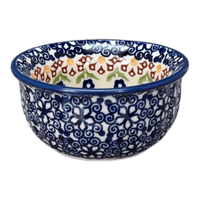 A picture of a Polish Pottery 3.5" Bowl (Mediterranean Blossoms) | M081S-P274 as shown at PolishPotteryOutlet.com/products/3-5-bowl-mediterranean-blossoms-m081s-p274