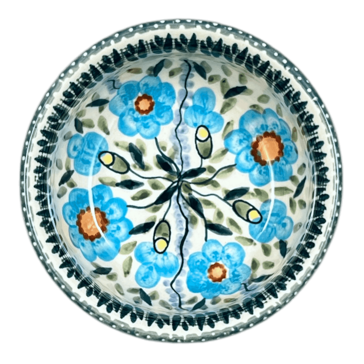 Bowl, Round, 4.5" in "Baby Blue Blossoms" by Manufaktura | M082S-JS49