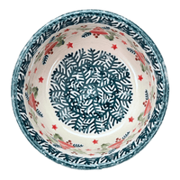A picture of a Polish Pottery 5.5" Bowl (Evergreen Bells) | M083U-PZDG as shown at PolishPotteryOutlet.com/products/5-5-bowl-evergreen-bells-m083u-pzdg