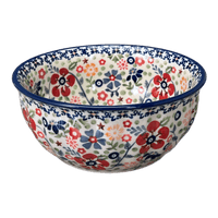 A picture of a Polish Pottery 6.5" Bowl (Full Bloom) | M084S-EO34 as shown at PolishPotteryOutlet.com/products/6-5-bowl-full-bloom-m084s-eo34