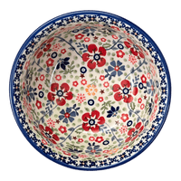 A picture of a Polish Pottery 6.5" Bowl (Full Bloom) | M084S-EO34 as shown at PolishPotteryOutlet.com/products/6-5-bowl-full-bloom-m084s-eo34