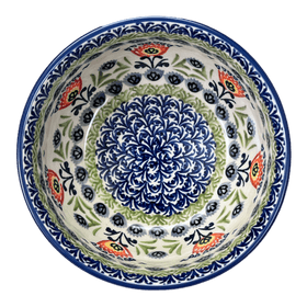 Polish Pottery 6.5" Bowl (Floral Fans) | M084S-P314 Additional Image at PolishPotteryOutlet.com