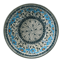 A picture of a Polish Pottery 7.75" Bowl (Baby Blue Blossoms) | M085S-JS49 as shown at PolishPotteryOutlet.com/products/7-75-bowl-baby-blue-blossoms-m085s-js49