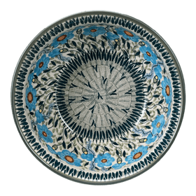 Polish Pottery 7.75" Bowl (Baby Blue Blossoms) | M085S-JS49 Additional Image at PolishPotteryOutlet.com