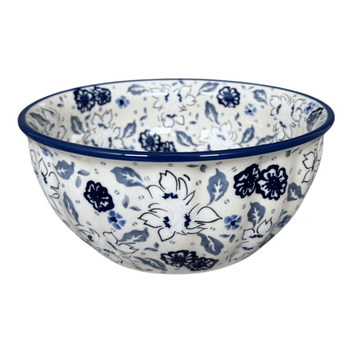 Bowl, Round, 7.75" in "Blue Polish Garden" by Manufaktura | M085S-JZ46