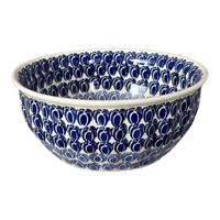 A picture of a Polish Pottery 7.75" Bowl (Tulip Blues) | M085T-GP16 as shown at PolishPotteryOutlet.com/products/7-75-bowl-tulip-blues-m085t-gp16