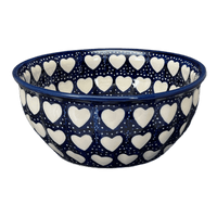 A picture of a Polish Pottery 7.75" Bowl (Sea of Hearts) | M085T-SEA as shown at PolishPotteryOutlet.com/products/7-75-bowl-sea-of-hearts-m085t-sea