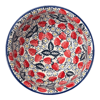 A picture of a Polish Pottery 7.75" Bowl (Strawberry Fields) | M085U-AS59 as shown at PolishPotteryOutlet.com/products/7-75-bowl-strawberry-fields-m085u-as59