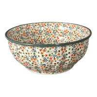A picture of a Polish Pottery 9" Bowl (Peach Blossoms) | M086S-AS46 as shown at PolishPotteryOutlet.com/products/9-bowl-peach-blossoms-m086s-as46