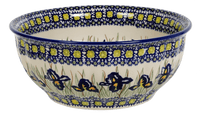 A picture of a Polish Pottery 9" Bowl (Iris) | M086S-BAM as shown at PolishPotteryOutlet.com/products/9-bowl-iris-m086s-bam