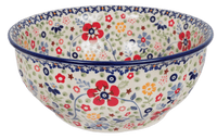 A picture of a Polish Pottery 9" Bowl (Full Bloom) | M086S-EO34 as shown at PolishPotteryOutlet.com/products/9-bowl-full-bloom-m086s-eo34