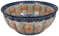 A picture of a Polish Pottery 9" Bowl (Sun-Kissed Garden) | M086S-GM15 as shown at PolishPotteryOutlet.com/products/9-bowl-sun-kissed-garden-m086s-gm15