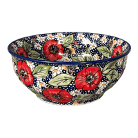 A picture of a Polish Pottery 9" Bowl (Poppies & Posies) | M086S-IM02 as shown at PolishPotteryOutlet.com/products/9-bowl-poppies-posies-m086s-im02