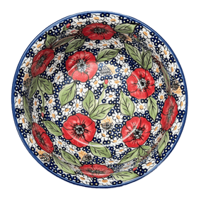 Polish Pottery 9" Bowl (Poppies & Posies) | M086S-IM02 Additional Image at PolishPotteryOutlet.com
