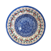 A picture of a Polish Pottery 9" Bowl (Mediterranean Blossoms) | M086S-P274 as shown at PolishPotteryOutlet.com/products/9-bowl-mediterranean-blossoms-m086s-p274