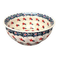 A picture of a Polish Pottery 9" Bowl (Evergreen Stars) | M086T-PZGG as shown at PolishPotteryOutlet.com/products/9-bowl-evergreen-stars-m086t-pzgg