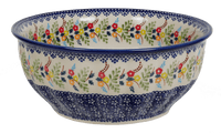 A picture of a Polish Pottery 9" Bowl (Floral Garland) | M086U-AD01 as shown at PolishPotteryOutlet.com/products/9-bowl-floral-garland-m086u-ad01