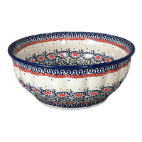 A picture of a Polish Pottery 9" Bowl (Daisy Chain) | M086U-ST as shown at PolishPotteryOutlet.com/products/9-bowl-daisy-chain-m086u-st